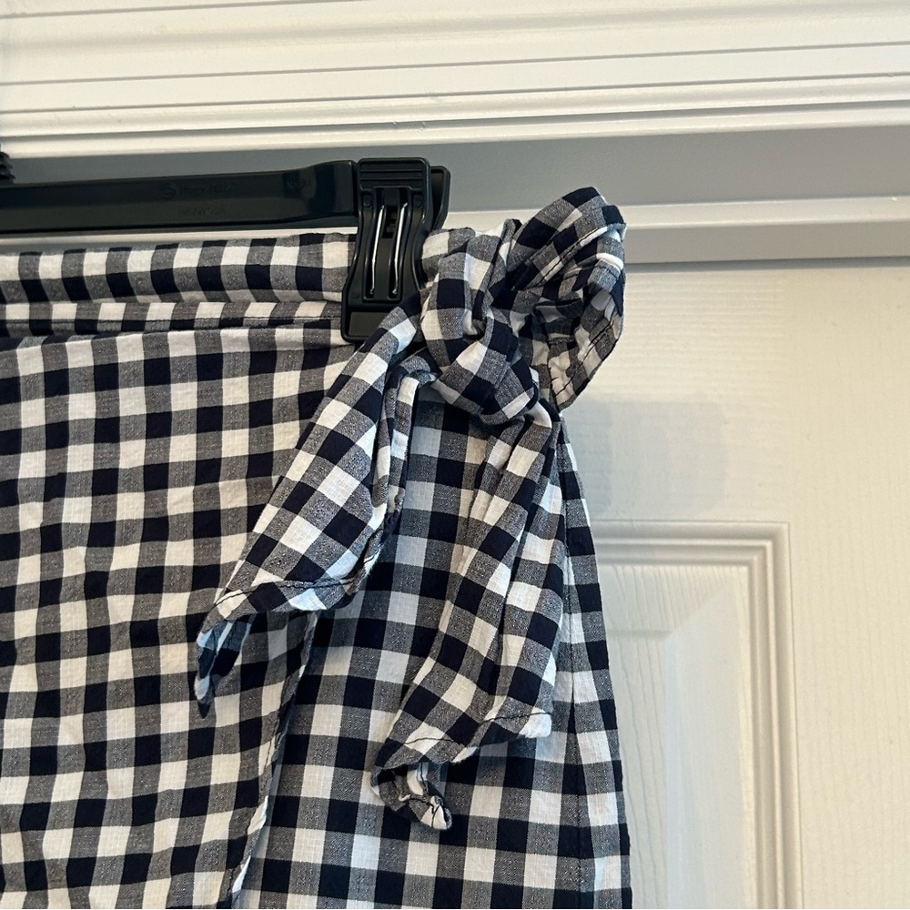 Loft Gingham Cotton Wrap Skirt Navy and White Size 8 - Picture 3 of 8